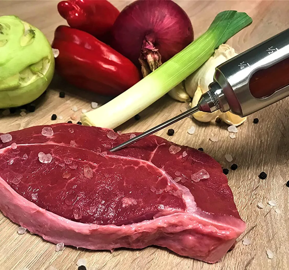 304 шприц для маринада из нержавеющей стали с измерительным окном мяса и птицы
