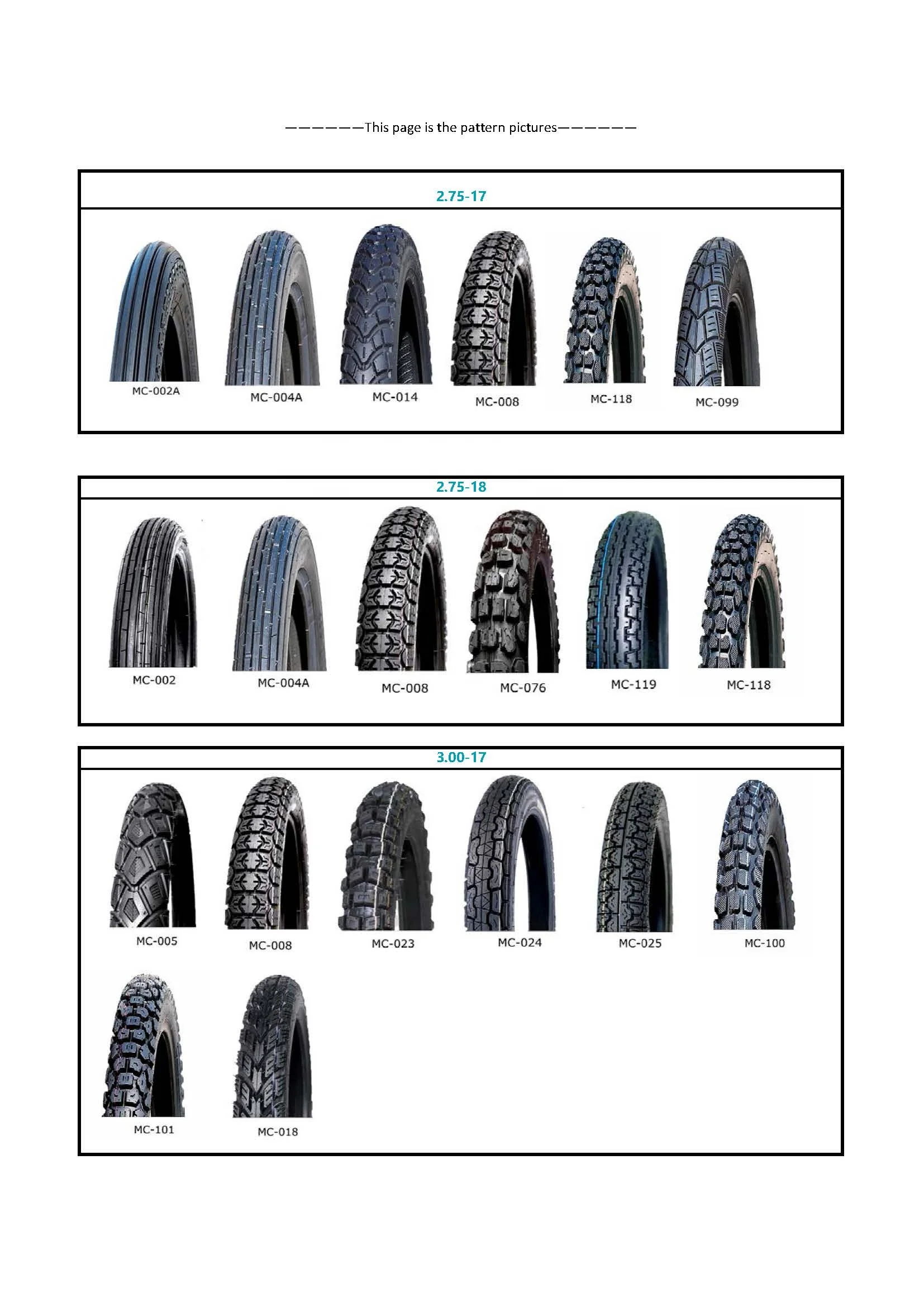 Motorcycle tyre 3.00-17 TT/TL front/rear tire