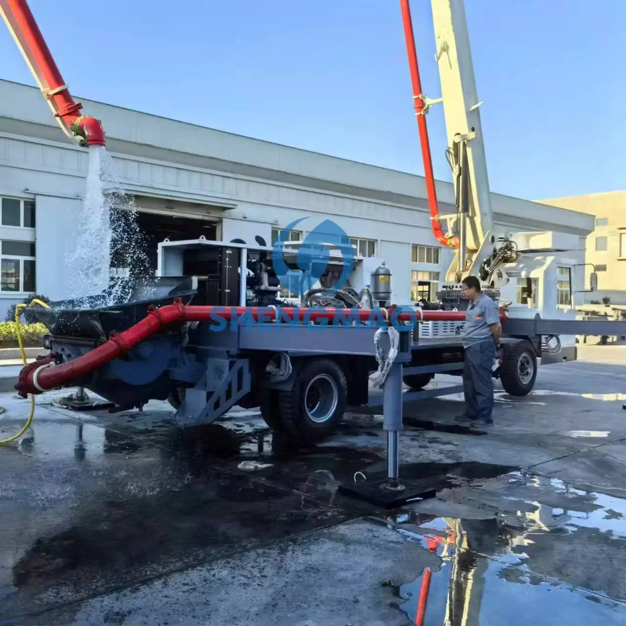 Self Driving Concrete Pump With Diesel Engine Mini Boom Pump Truck