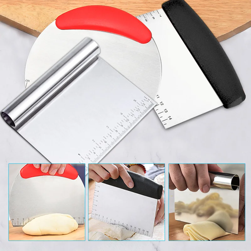 Stainless Steel Flour Scraper With Graduated Baking Tool Dough Knife Stainless Steel Cutter