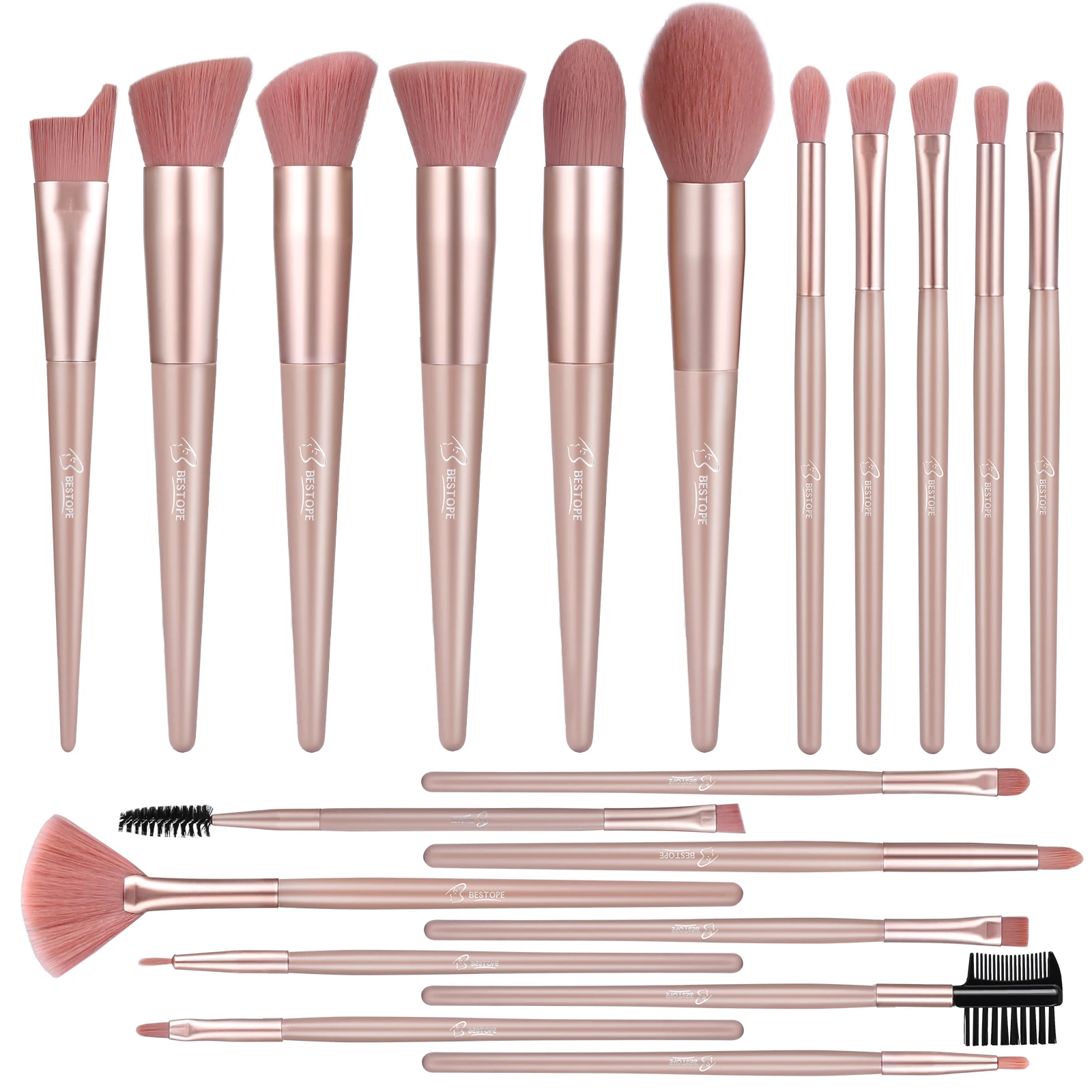 Bestope Pink foundation powder Blending Eyebrow eyeliner Makeup Brushes Set Nano wool fiber Synthetic Hair set of brushes