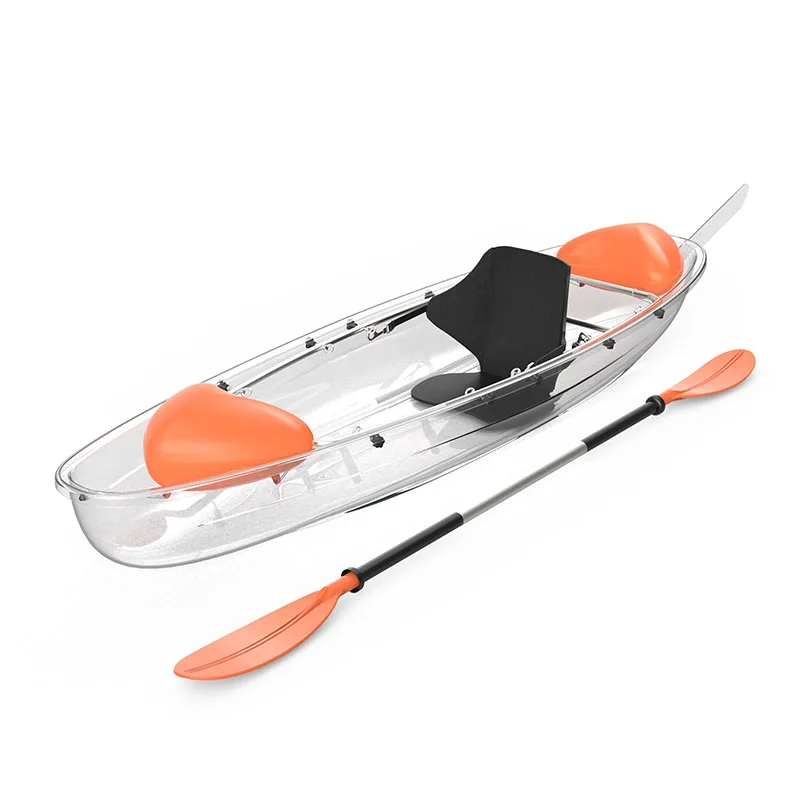 Hot Sale Professional Crystal Bottom Kayaks 2 Person Polycarbonate Clear Bottom Travel Transparent Kayak With Paddles for Sale