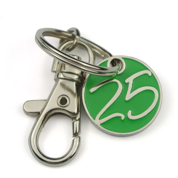 Luxury Supermarket Shopping Cart Chip Custom Logo Design Metal Keyring Trolley Token Coin Keychain Key Chain