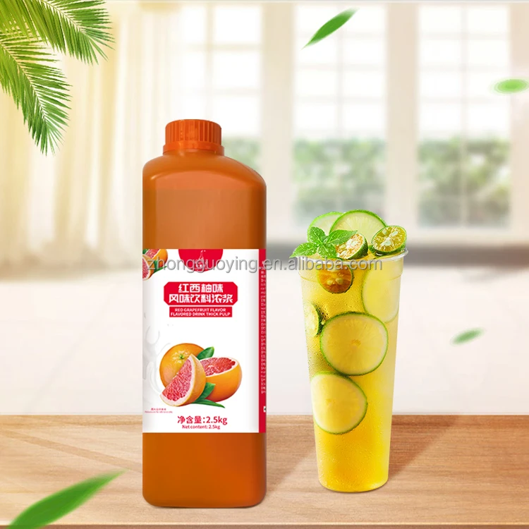 Low Cost Juice Materials 2.5kg Grapefruit Flavor Concentrated Juice for Desserts Shop and Bubble Tea Ingredients