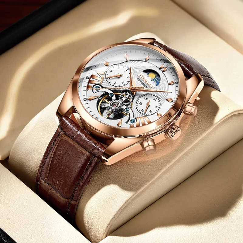Best-selling Style Leather Band Automatic Movement Watches in Wristwatches 911