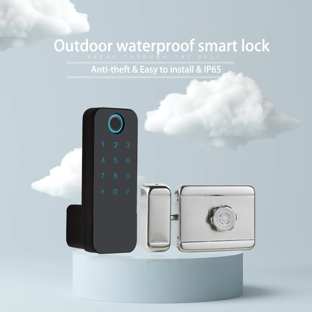 Waterproof wireless Keyless Fingerprint Password Security remote Remote control outdoor door lock
