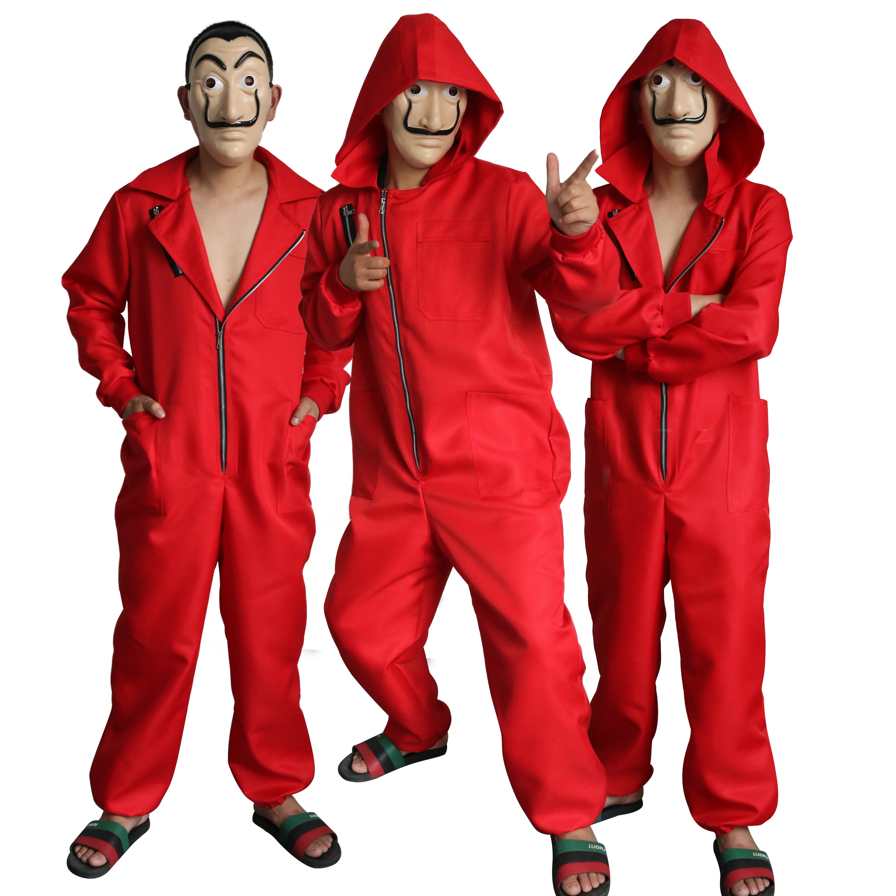 Костюм с капюшоном «бумажный дом» для мужчин и женщин, костюм Сальвадора Дали для Хэллоуина, карнавала, аниме, ограждения денег, костюм с маской