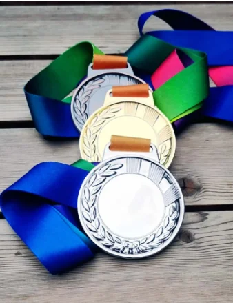 Blank Medals Ear of wheat medal with Color ribbon gold Silver Copper Color medal print for free on the blank
