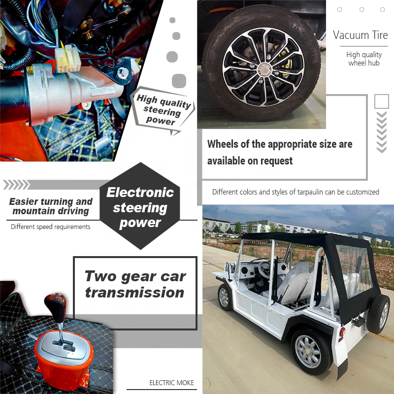 E Moke Electric Vehicle Tour Car Electric Sightseeing Vehicle 72v Lead Acid Battery Custom 4 Seats Electric Golf Carts