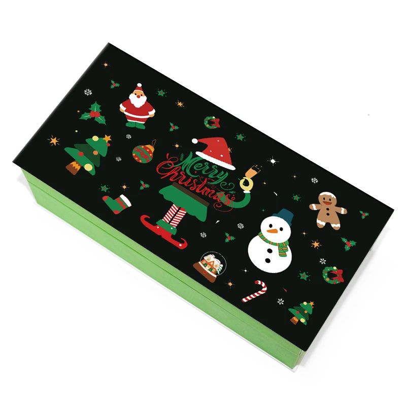 Hot Selling Custom Original Pattern Merry Christmas Toys Lights Balls Socks Hats Decorations Packaging Gift Kraft Paper Box