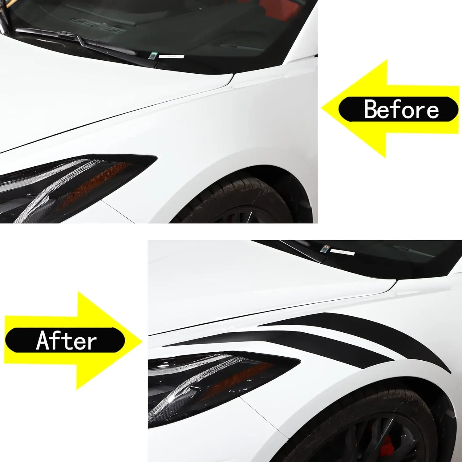 Car Headlight Stickers Long Stripe Vinyl Decal Auto Headlight Fender Sticker For Chevrolet Corvette C8 2020-2023 Car Accessories