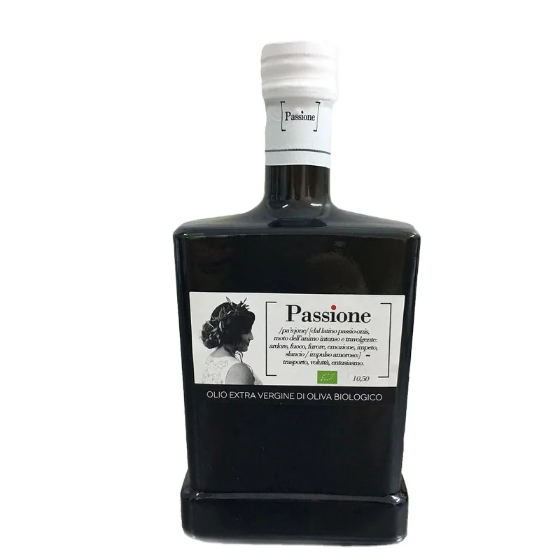 OEM organic  extravirgin olive oil 500 cl bottle with Spicy intensity and barely noticeable bitter not