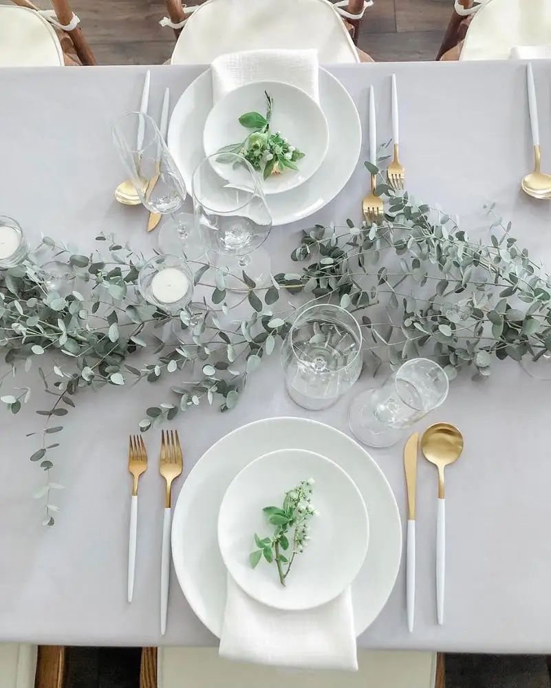 Wedding Party Events Cutlery White gold plated Flatware Silveware Sets