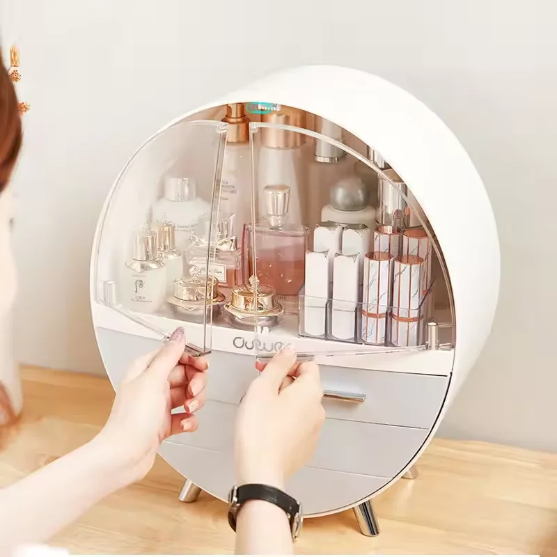 Clear Luxury Makeup Organizer Box Bedroom Storage Cabinet Cosmetics Skin Care Products Storage Box With Lipstick Case