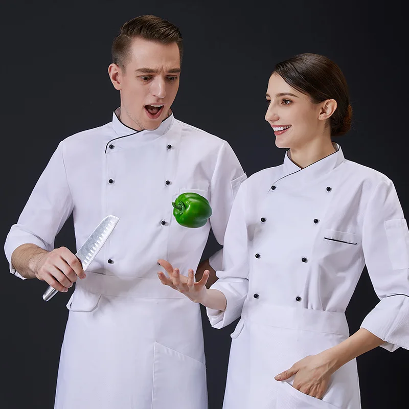 Hotel Bar Workwear Cafe Shop Bakery Uniform Restaurant Uniforme Waiter And Waitress Sets Jacket +Aprons