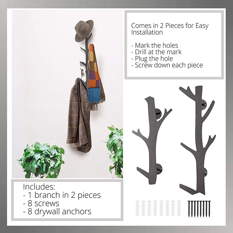 The New Modern Style Black Metal Clothes Organizer Wall Coat Hooks And Hangers