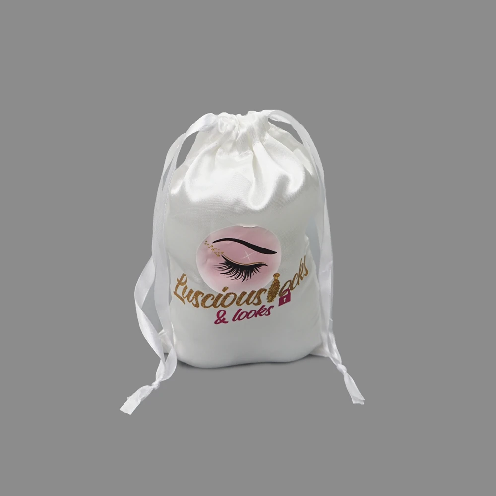 Маленькие шелковые Сумки на шнурке с индивидуальным принтом, Золотая атласная большая сумка для косметики