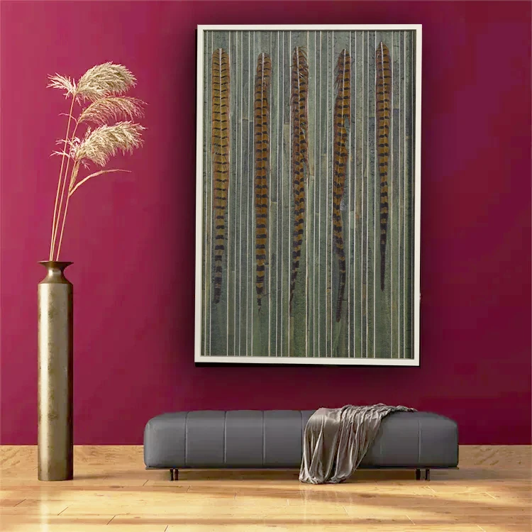 other home decor luxury still life paintings and wall arts wall decorations for home handmade Natural Peacock Hair paintings