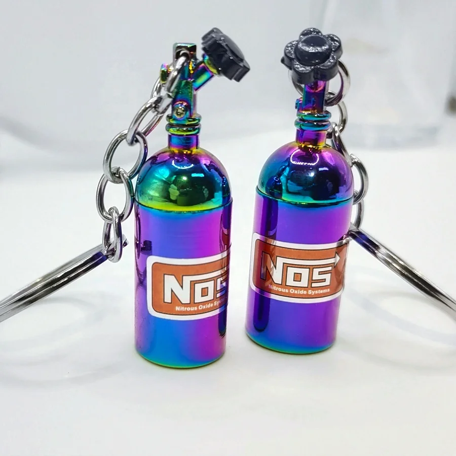 best-selling fashion color nitrous oxide metal nos keychain simulation mini NOS bottle keychain
