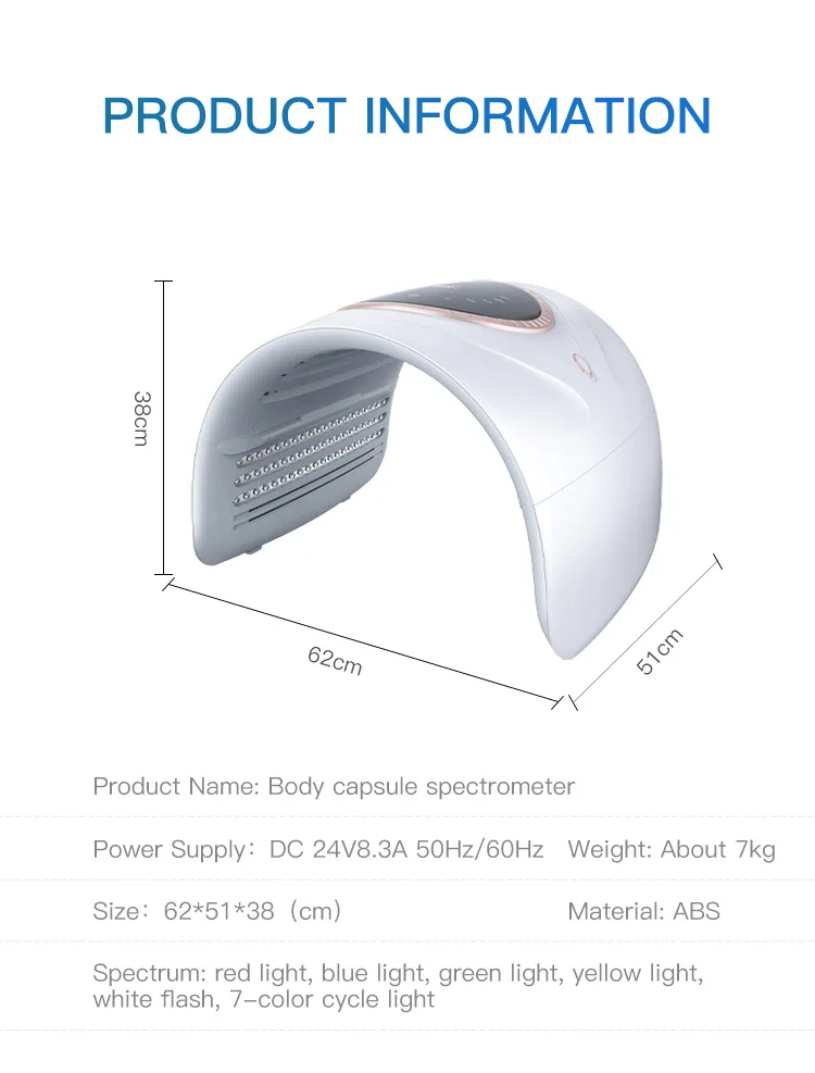 Professional 4 Color PDT LED Light Therapy Machine Red light Therapy LED Facial and Body Dome Beauty Instrument SPA Capsule