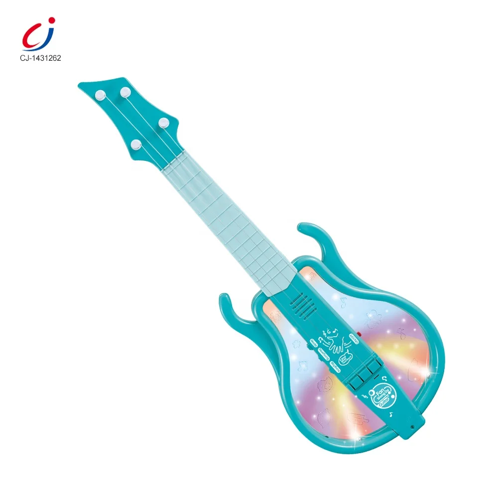 High quality plastic play musical educational guitar toys for kids with light