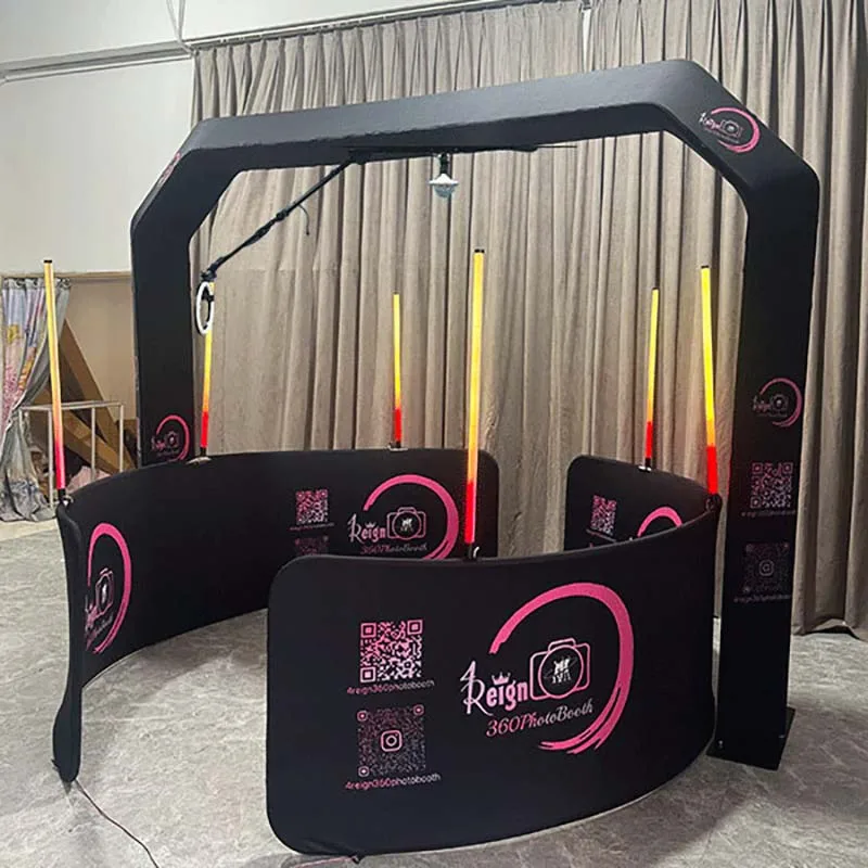 Automatic Rotating 3D Overhead Automatic 360 Photo Booths Rgb Led Ring Lights Sky Top Spinner 360 Photo Booth For People