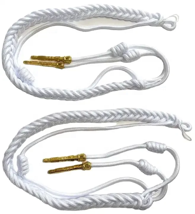 Wholesale price gold wire twisted shoulder cords officer White gold Color webbing Belt