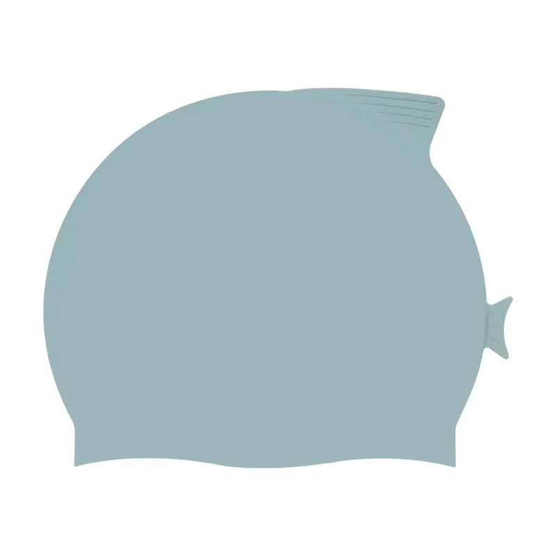 Fish shape silicone kids swimming cap