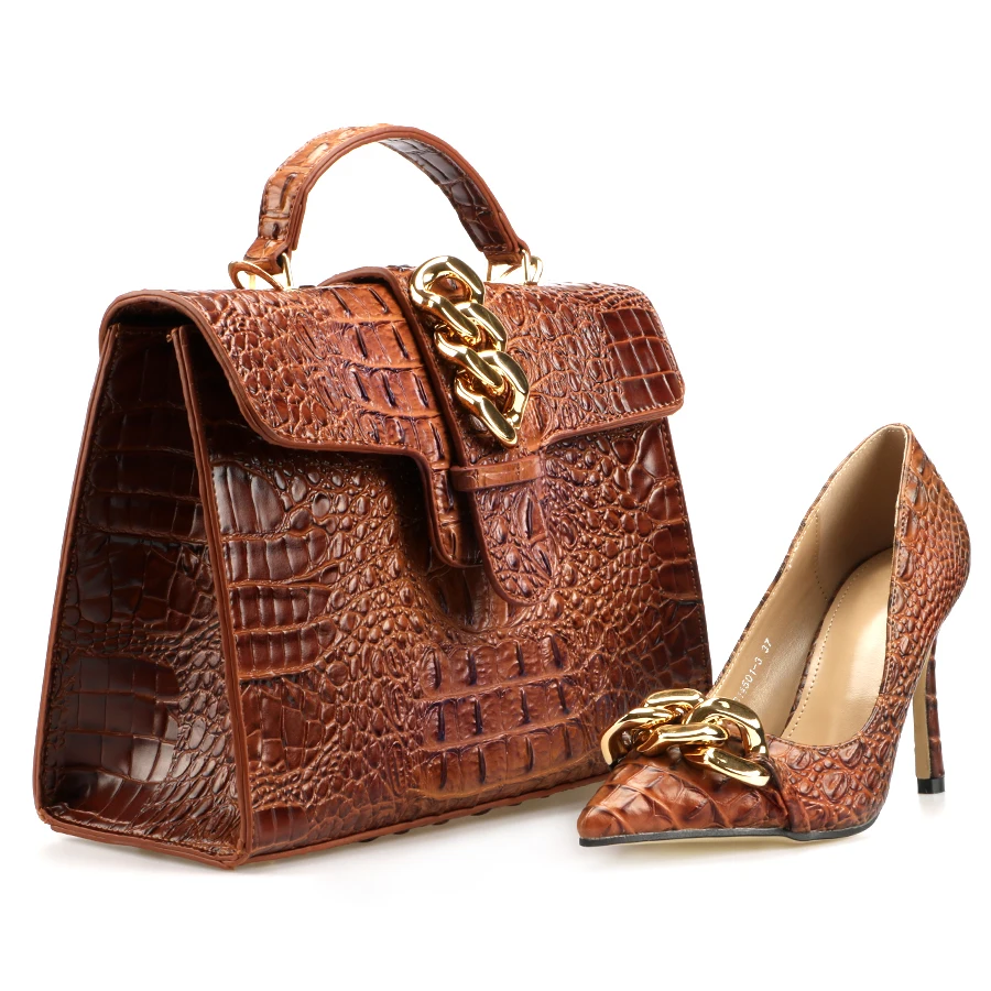 New Fashion Women Handbag Ladies Italian Matching High Heels Pumps Shoes and Bag Set for African Party