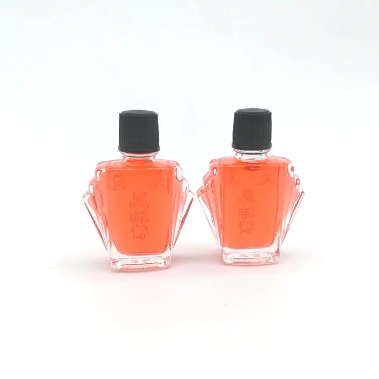 wholesale 3ml clear wind medicated oil glass bottle with black plastic screw cap glass essential balm  bottle