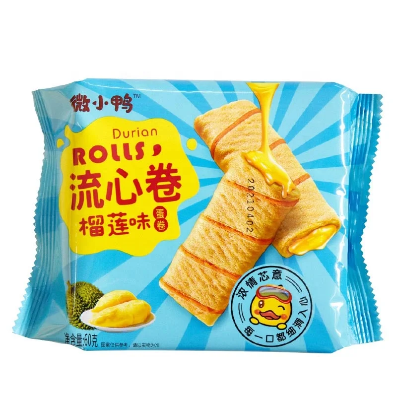 Best Selling Bag package 60 gram Wafer Rolls Durian Stick wafer Biscuits