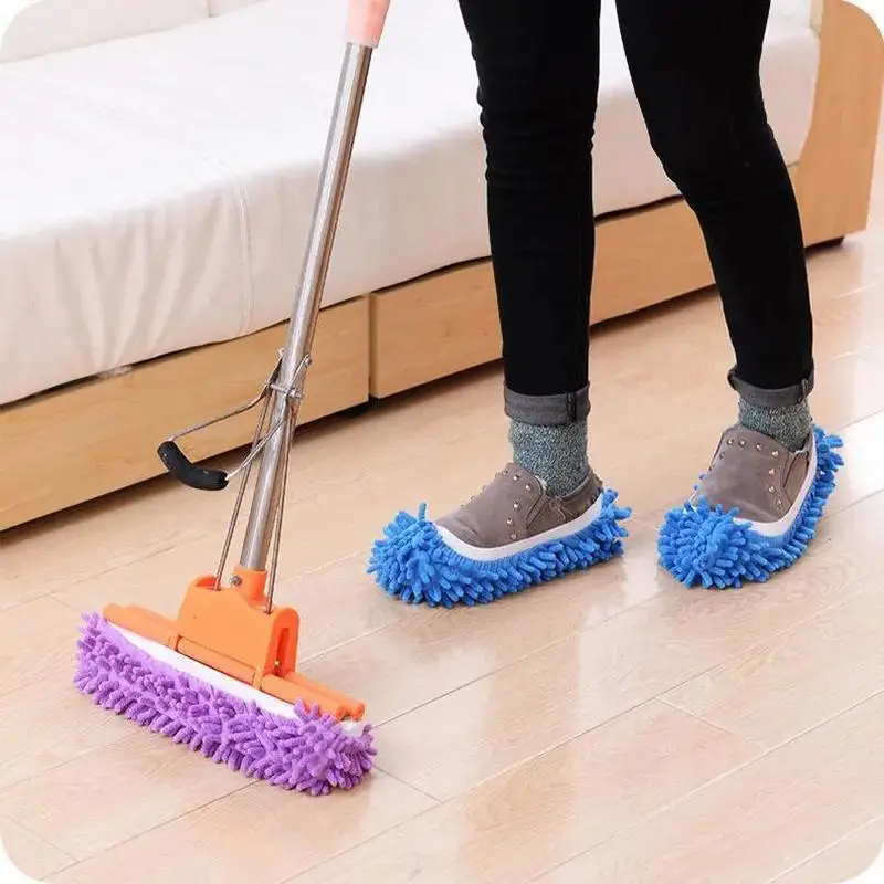 Men Women Sweeper Cleaning Mop Tool Shoes Cover Dust Duster Washable Mop Socks Microfiber Mop Slippers For Floor Cleaning