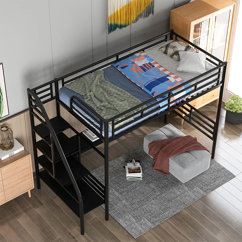 Adjustable Steel Loft Bunk Bed Frame Double Single Size for Dormitory Hotel School Home or Apartment Use Home Furniture