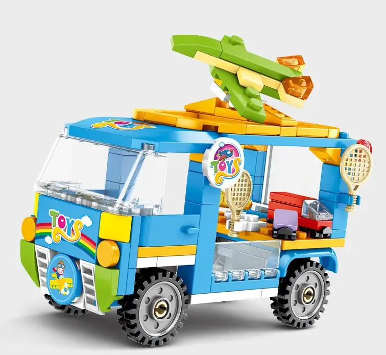 
Hot Sales Bricks Car Toys Building Blocks Street view selling car takeaway dining car building blocks toy 