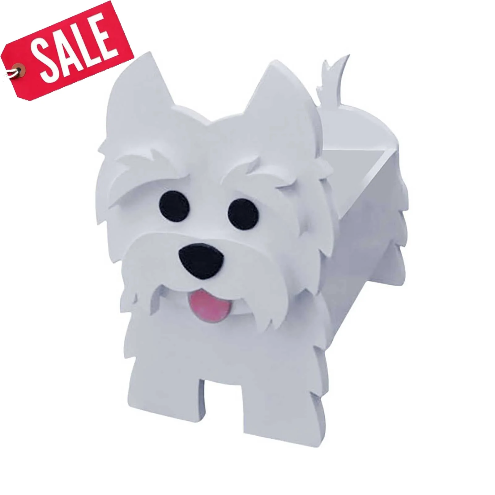 Western Highland White Dog Cute Plant Container Pvc Flower Pots Animal Planter Dog-planter For Office Home Decor Gift