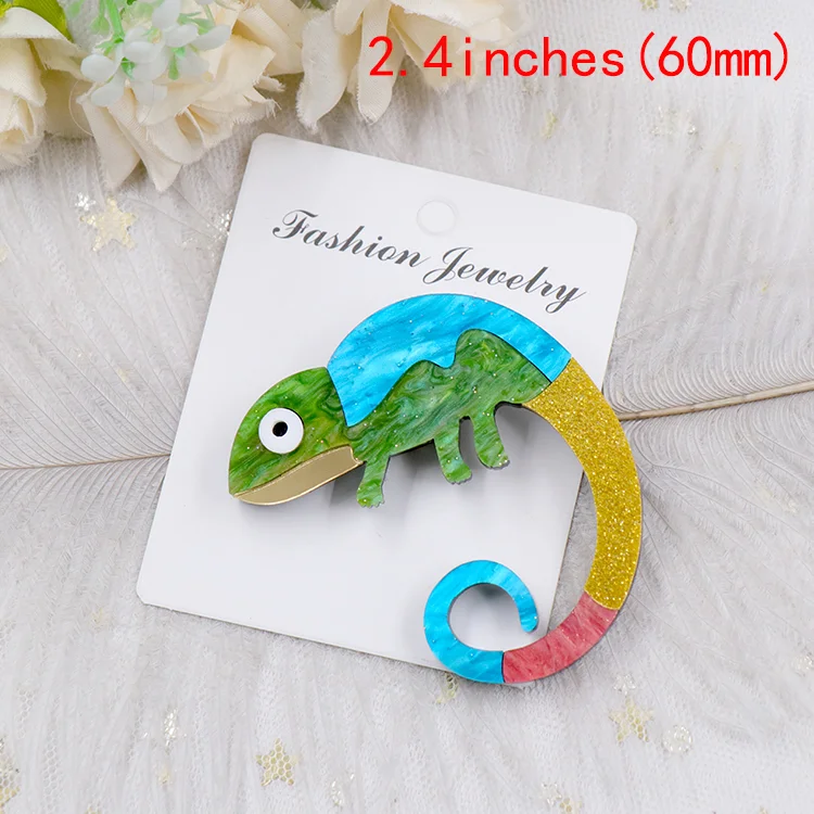 BHS066BH1039 New Design Large Lizard Fashion Jewelry Laser Cut Glitter Acrylic Chameleon Brooch