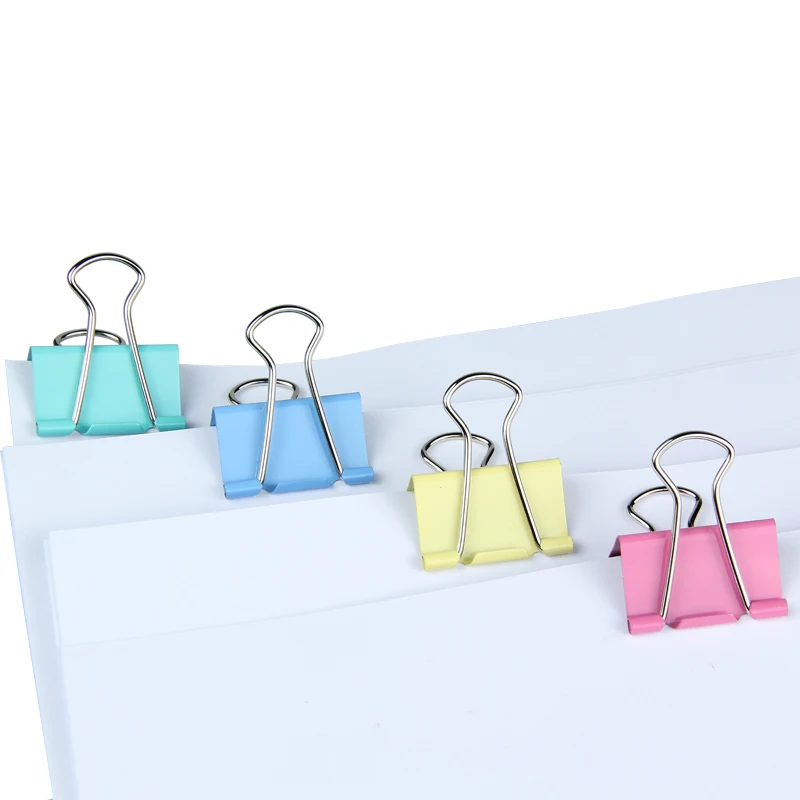 SUNWOOD 2014 Manufacturer 25mm Colorful Paper Binder Clips Metal School Office Supplies Custom Logo Fold-back clips