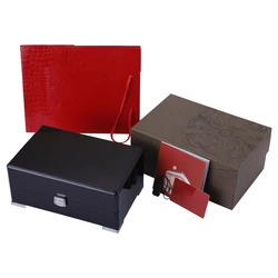 Factory Supply Custom Logo Luxury Brand Watch Packaging Box High End PU Leather Black Watch Box