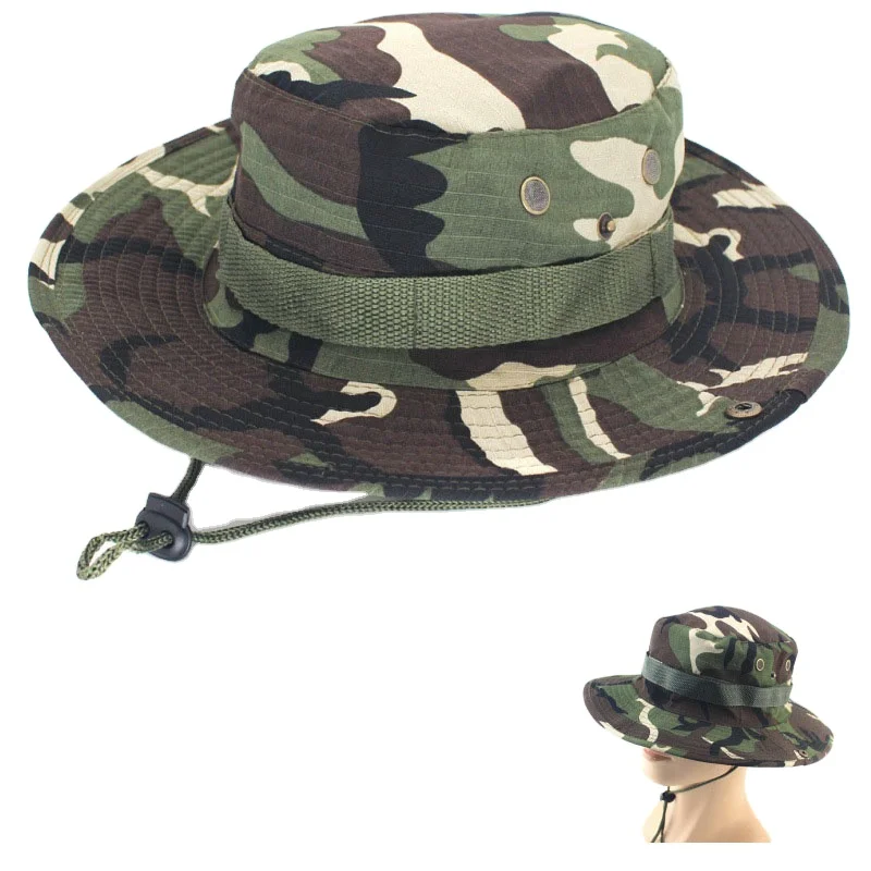 Men Women Outdoor Gardening Fishing Hiking Boonie Light String Fisherman Sun Hat UV Protection Safari Camping Bucket Hats