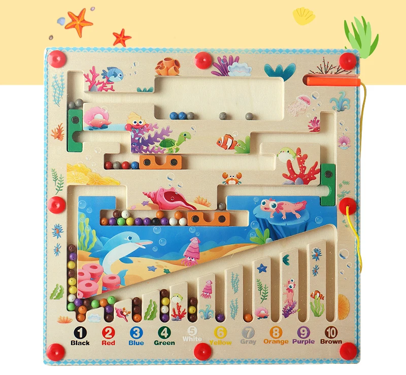Kids Education Digital Walking Bead Maze Toy Color Sorting Counting Bead Maze Toys