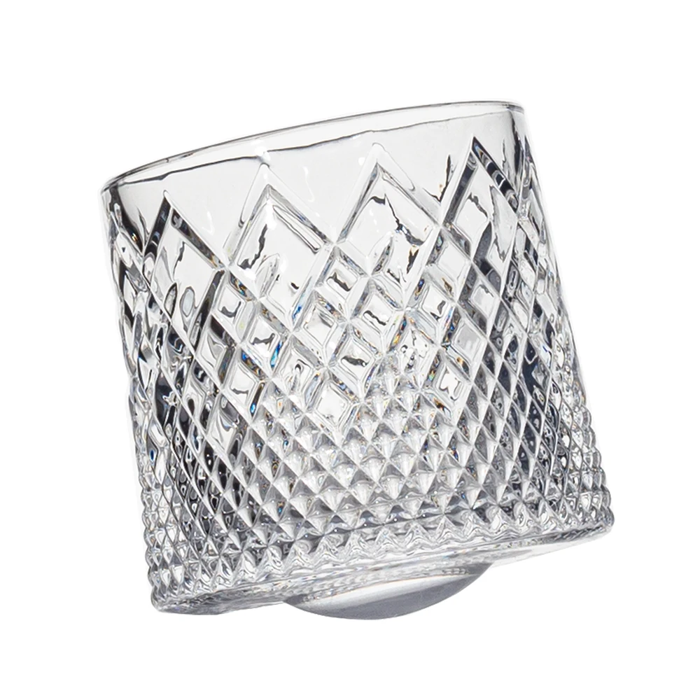 Free Sample Old Fashioned Crystal Whiskey Glasses Luxury Lead-Free Rotatable Tumbler Whiskey Glass