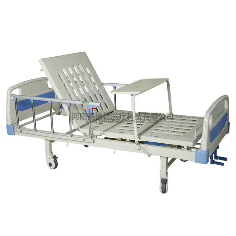 2 Cranks Manual Hospital Bed With ABS turn-over table