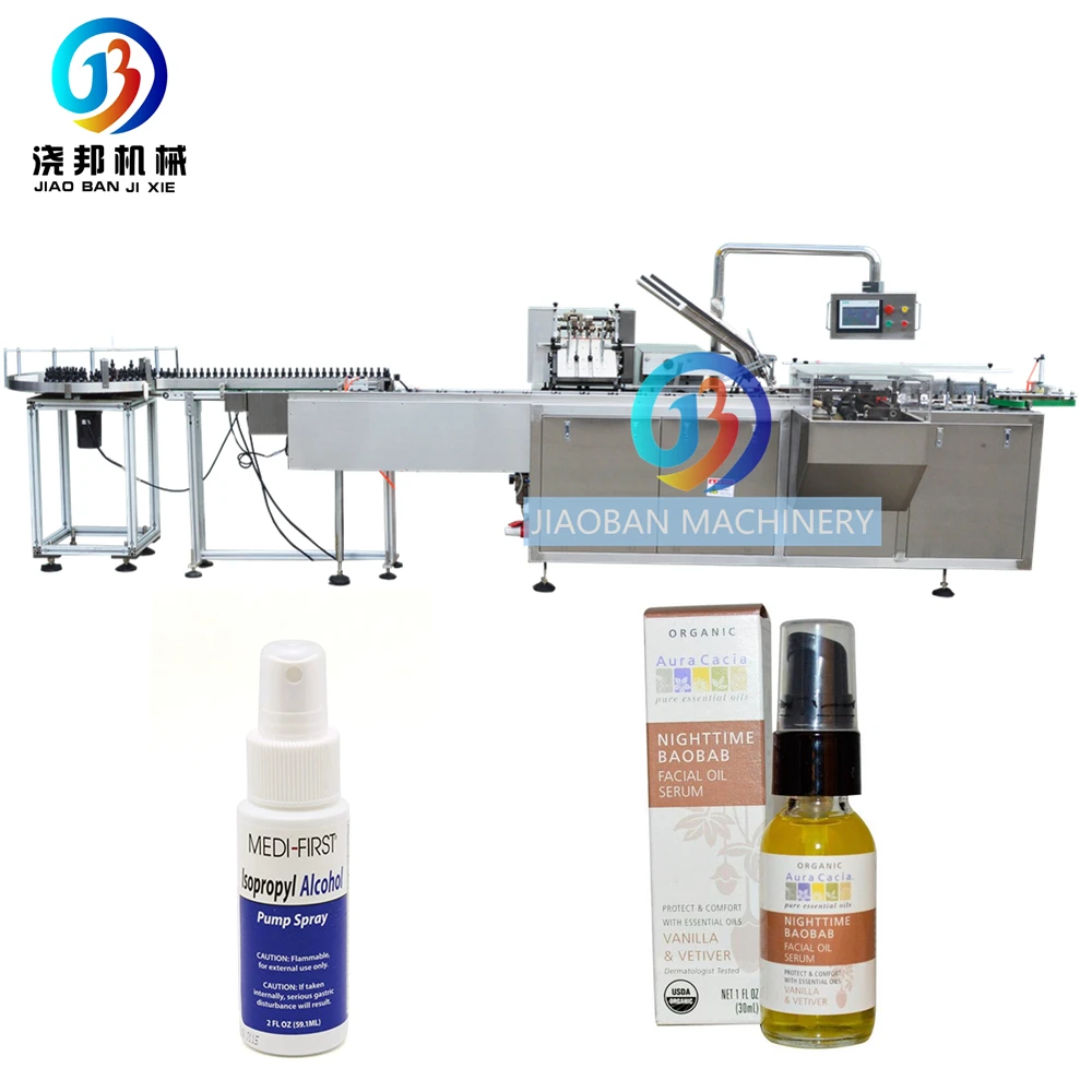 JB-120WZ высокоскоростное дезинфицирующее средство для рук, машина для картонизации бутылок с распылителем 75%, упаковочная машина для спиртовых бутылок с распылителем
