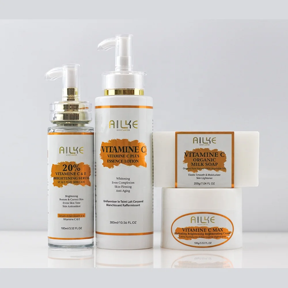 AILKE Organic Niacinamde Face Care Men Women Vegan Best Vitamin C Anti Aging Skincare Set For Dark Skin
