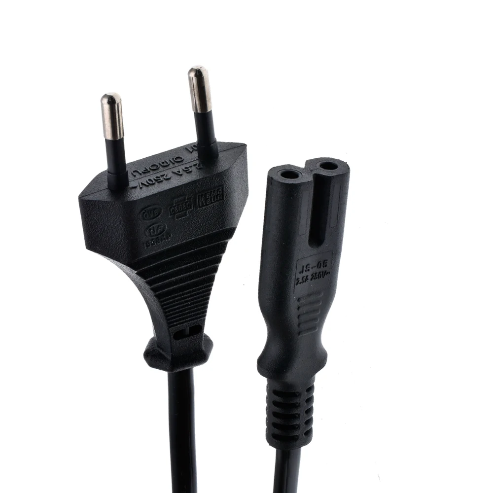 EU European To IEC 320 C7 AC Power Cord For Camera Charging Notebook Adapter, EU Figure 8 2 Prong Extension Cable