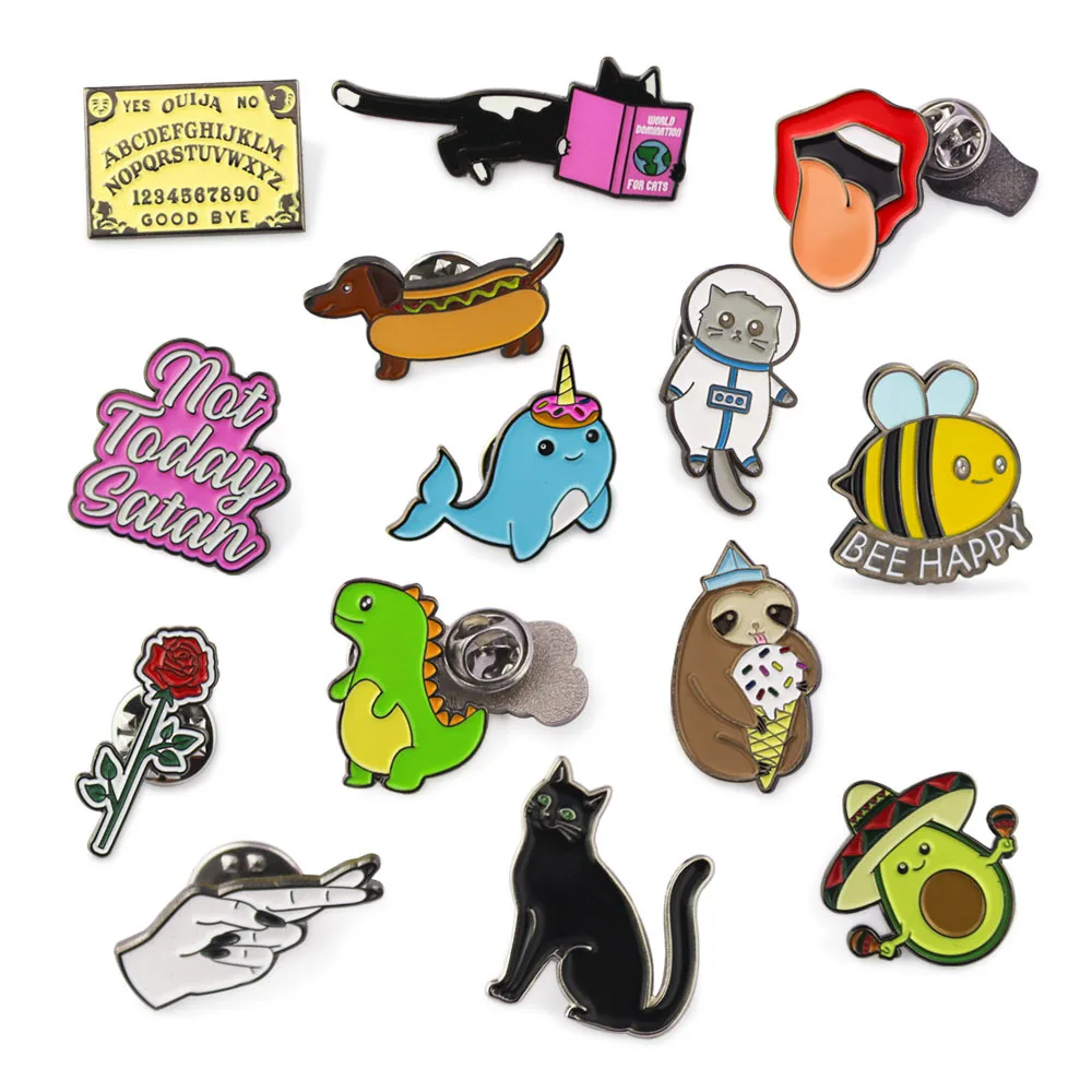 Manufacturer Custom Metal Anime Magnet Blank Cartoon Flower Heart Men Animal Hard Soft Enamel Lapel Pin