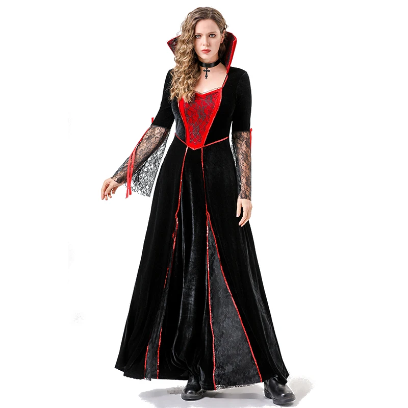 Halloween New Adult Dark Vampire Queen Cosplay Costume Female Dress Horror Vampire Role Play Stage Costume Cosplay