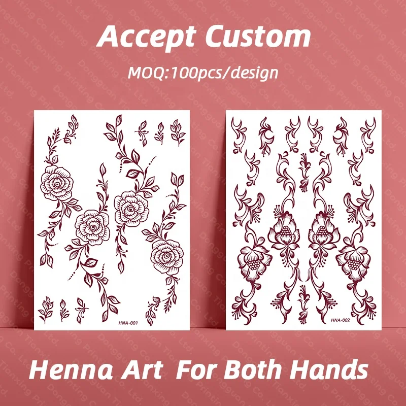 Flower Pattern Lace Temporary Henna Tattoo Sticker With Waterproof High Quality