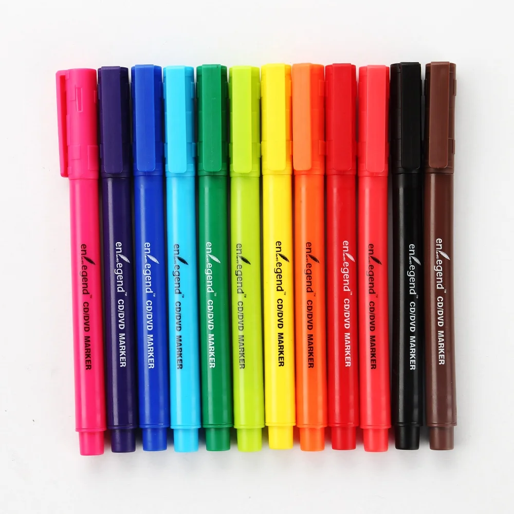 Fade-Resistant Multi-Colored CD/DVD Marker Set - Professional Quality Stationery with Sleek, Slim Barrel Pen