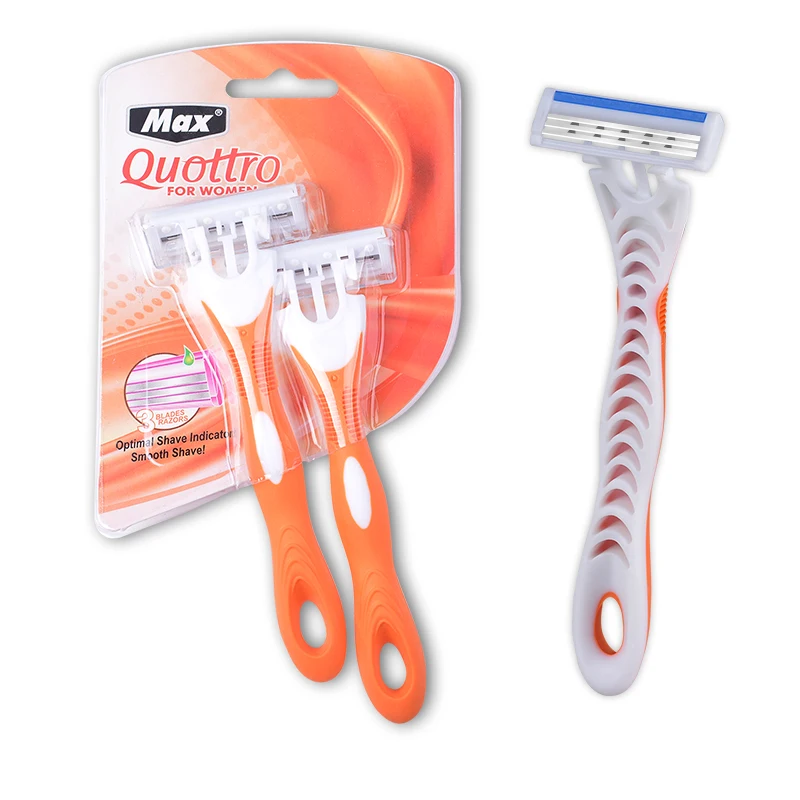 Disposable barber razor is classic shaver with orange color shaver blade for women.